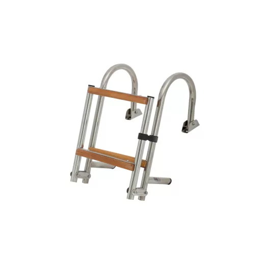 Žebřík na vlasy 3 stupně skládací kovový teak 72x19cm EVA