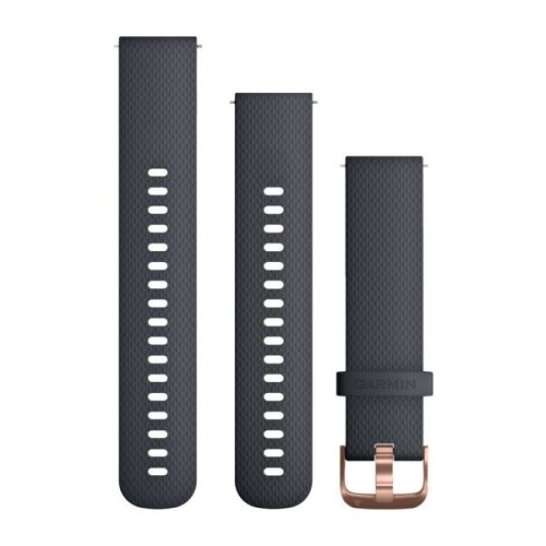 Óraszíj Garmin 20 mm gránitkék szilikon, Rose Gold csat (Quick Release) Okosórához