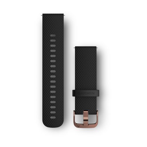 Óraszíj Garmin 20 mm fekete S/M szilikon, rose gold csat (Quick Release) Vivomove HR Okosórához