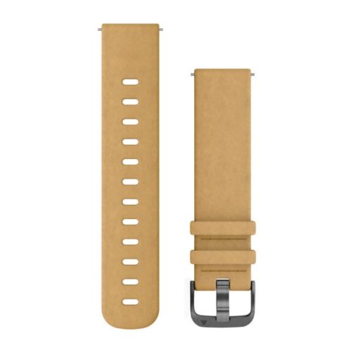 Óraszíj Garmin 20 mm mustársárga bőr, szürke csat (szarvasbőr) (Quick Release) Vivomove HR Okosórához