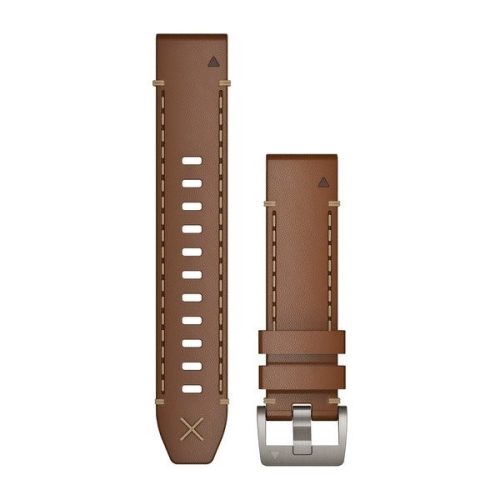 Óraszíj Garmin 22 mm barna olasz bőr, ezüst csat (QuickFit) MARQ Okosórához
