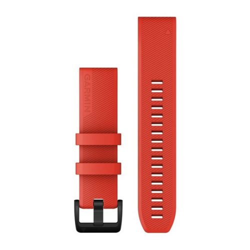 Óraszíj Garmin 22 mm lézer vörös szilikon, fekete rozsdamentes csat (QuickFit) Approach S62 Okosórához