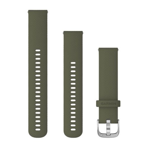Óraszíj Garmin 20 mm mohazöld szilikon, ezüst csat (Quick Release) Vivomove 3 Okosórához