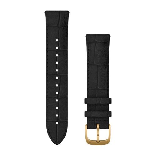 Óraszíj Garmin 20 mm fekete bőr, 24K arany PVD csat (Quick Release) Vivomove 3 Okosórához