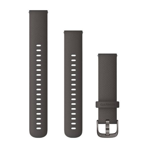 Óraszíj Garmin 18 mm sötétszürke szilikon, szürke csat (Quick Release) Venu 2S 110-195 mm Okosórához