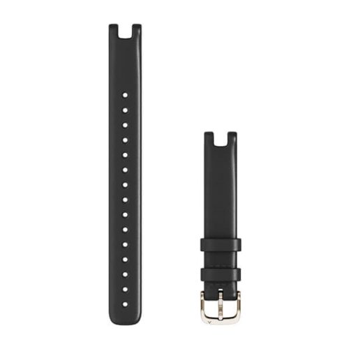 Óraszíj Garmin Lily 14 mm fekete olasz bőr (nagy), krémarany csat Lily (120-195mm) Okosórához