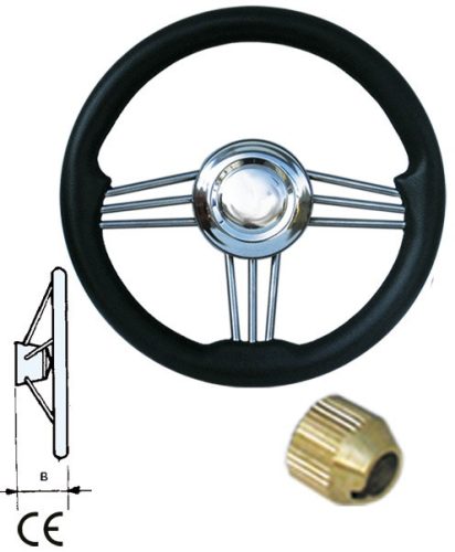 Řídítka 3x3 paprsky inox černá 35,5 cm GFN