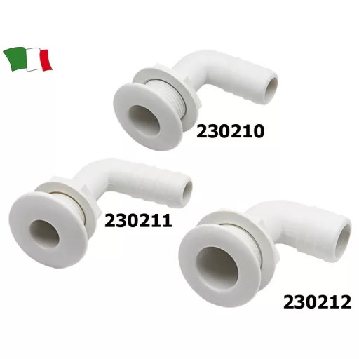 Výstupní trubka skrz kryt, 90 stupňů, plast, 20 mm