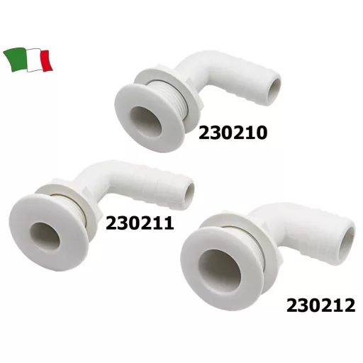 Výstupní trubka skrz kryt, 90 stupňů, plast, 20 mm