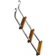 Lodní žebřík 4 stupně kovový teak 90x23 cm