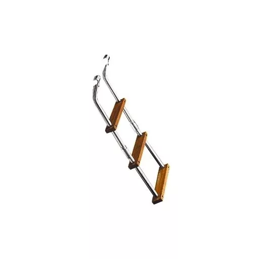 Lodní žebřík 4 stupně kovový teak 90x23 cm