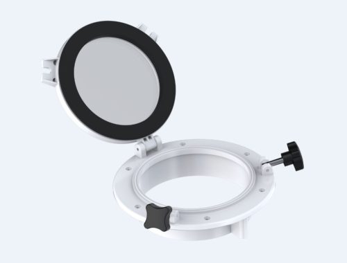 Hajóablak kerek üveggel fekete 265 / 197 mm inox szerelvényekkel EVA