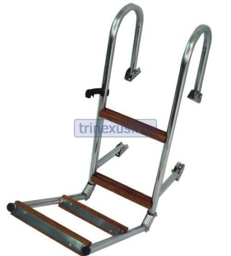Lodní žebřík se 4stupňovým kovovým teakovým zábradlím 110 cm
