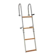   Lodní žebřík se 4stupňovým kovovým teakovým zábradlím 110 cm