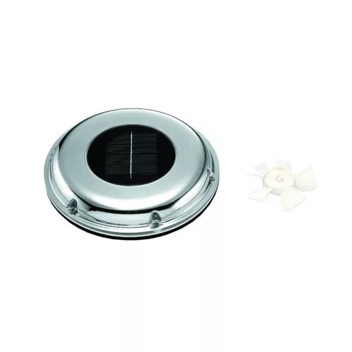 Ventilátor se solární baterií, inox 215 mm ALL