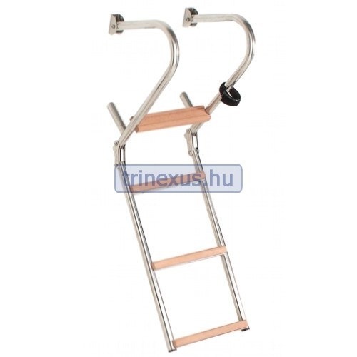 Lodní žebřík 4 stupně s kovovým teakovým zábradlím 98x26cm