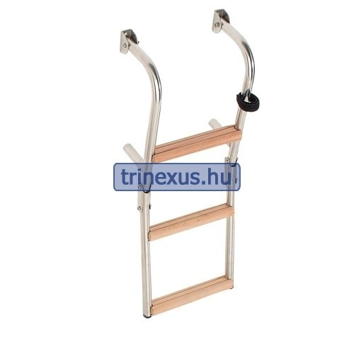 Lodní žebřík 3 stupně kovový teak 64x26cm