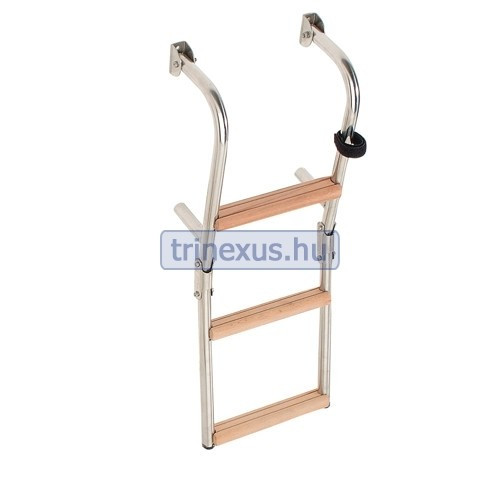 Lodní žebřík 4 stupně kovový teak 86x26cm