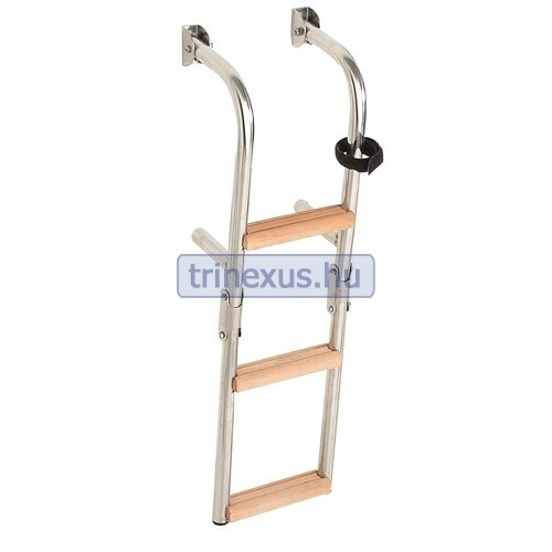 Lodní žebřík 4 stupně kovový teak 86x19cm