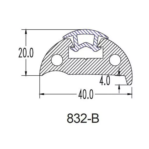 Gumový profil 40x20 mm černý