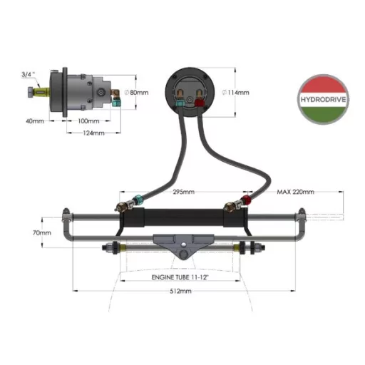 Hydraulické řízení až do výkonu 175 koní Hydrodrive MF175W-MRA