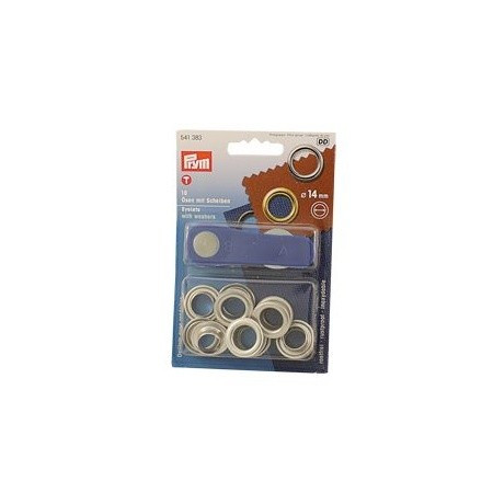 PRYM mosazná očka poniklovaná 14mm(6B)10ks.SB-karta