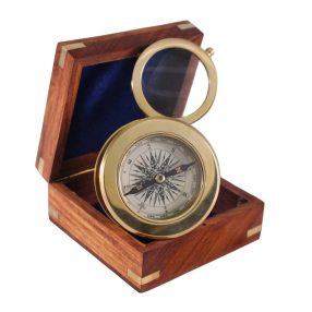 Iránytű nagyítóval fadobozban 7 cm VVL