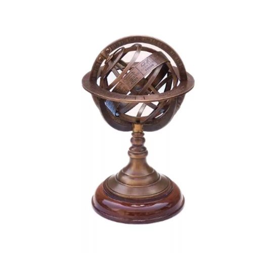 Armilární koule bronz, dřevo 22 cm